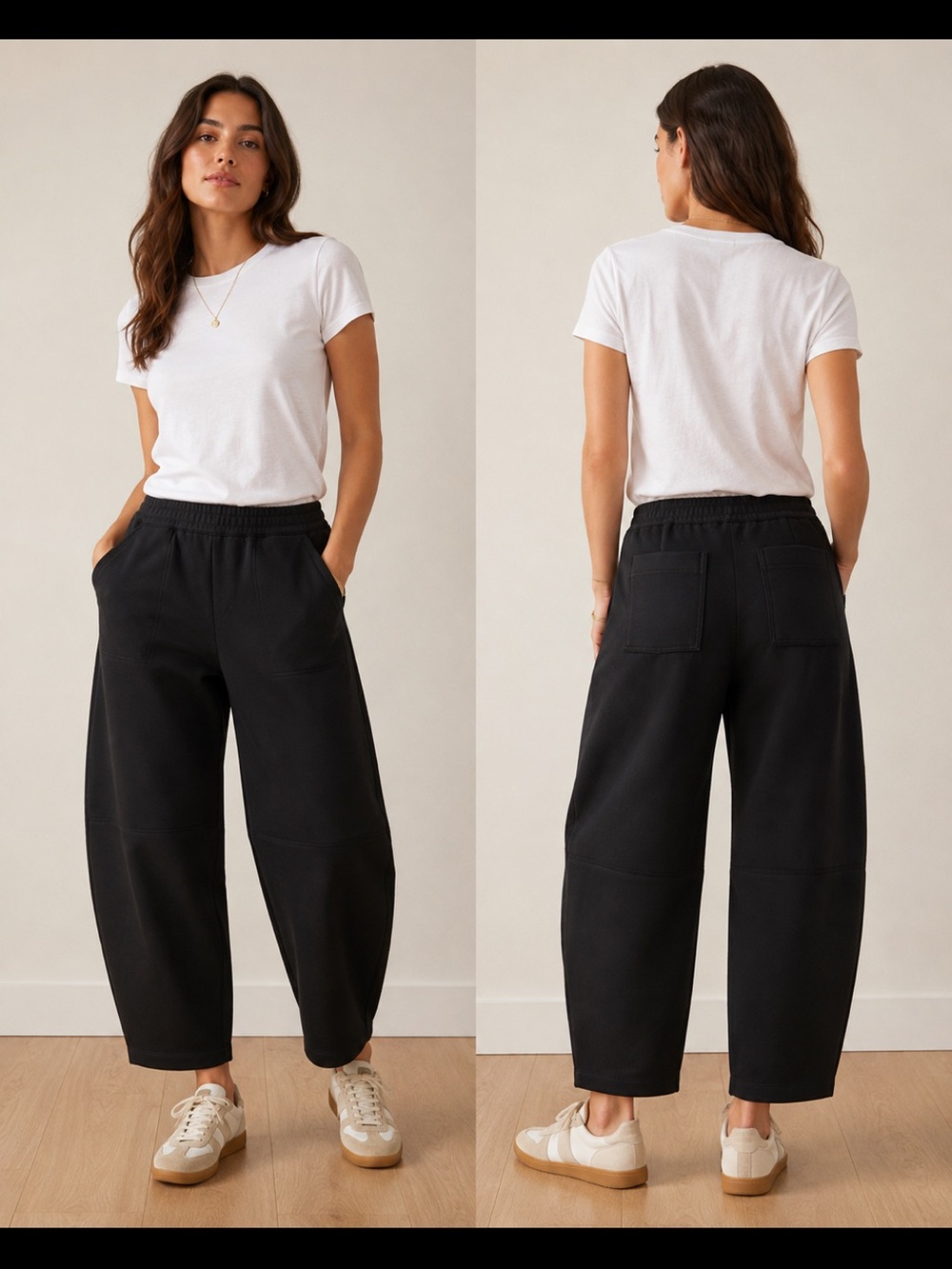 Banana Republic Women’s M Black Barrel Leg Painter Pants Pull On Utility